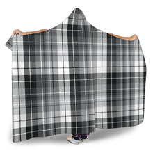 Load image into Gallery viewer, Gray, Black and White Plaid Tartan Hooded Blanket
