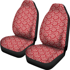 Red Paisley Pattern Car Seat Covers Bandana Print