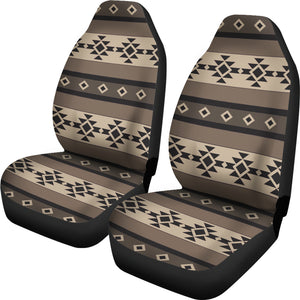 Neutral Brown, Black and Tan Tribal Boho Car Seat Covers Set of 2
