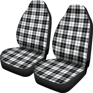 Black, White Plaid Car Seat Covers Set