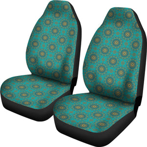 Teal and Yellow Gold Mandala Pattern Car Seat Covers