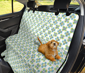White With Green Retro Hippie Flowers Pet Hammock Back Seat Protector For Dogs