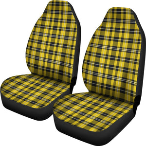 Yellow Black and White Plaid Tartan Car Seat Covers