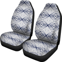 Load image into Gallery viewer, White With Faded Grungy Navy Blue Tie Dye Pattern Car Seat Covers
