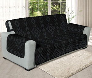 Black With Gray Tribal Ethnic Pattern on 78" Seat Width Oversized Sofa Couch Protector Slipcover