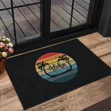 Load image into Gallery viewer, Aloha Palm Trees and Retro Sunset Doormat
