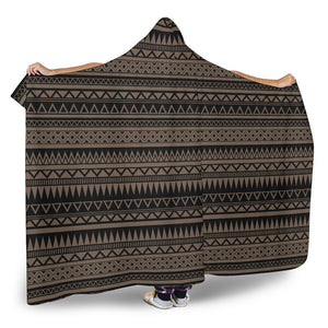 Stone Brown With Tribal Pattern Hooded Blanket Ethnic Aztec Design