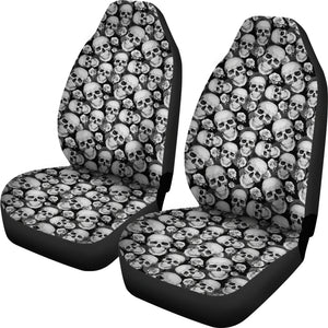 Black and Gray Skulls Roses Car Seat Covers
