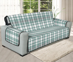 Mint, White and Black Plaid Tartan Furniture Slipcovers