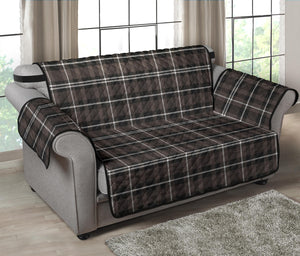 Brown, Black and White Tartan Plaid 54" Loveseat Cover Sofa Protector