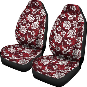 Dark Red and White Baroque Flower Pattern Car Seat Covers