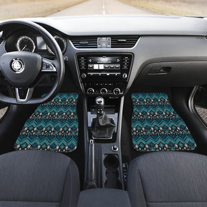 Teal and Black Ethnic Pattern Floor Mats