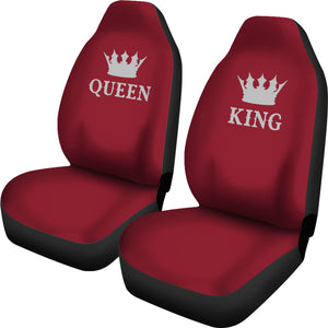 Queen and King His and Hers Car Seat Covers Set In Burgundy