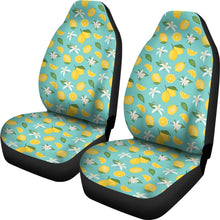 Load image into Gallery viewer, Pastel Blue Green With Yellow Lemon Pattern Car Seat Covers Set
