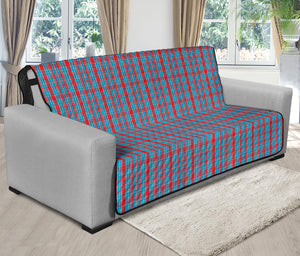 Red, White, Blue Plaid Pattern Futon Match With Curtains