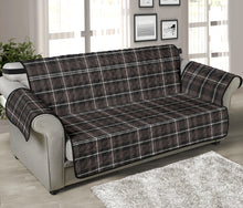 Load image into Gallery viewer, Brown, Black and White Plaid Tartan 70&quot; Sofa Couch Protector Cover
