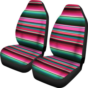 Serape Style Pink and Teal Car Seat Covers Set