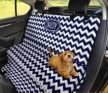 Load image into Gallery viewer, Daisy Back Seat Cover For Pets Navy and White Chevron Bench Protector
