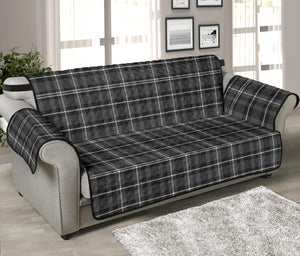 Gray, Black and White Plaid Couch Protector Slipcover For 70" Seat Width Sofas