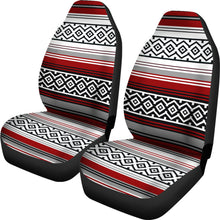 Load image into Gallery viewer, Red, Gray and Black Mexican Serape Inspired Car Seat Covers Seat Protectors Set of 2
