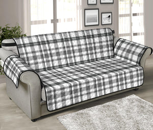 Light Gray, White and Black Plaid Tartan Furniture Slipcovers