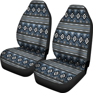 Blue , White and Black Abstract Boho Ethnic Pattern Car Seat Covers Set