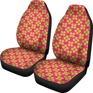 Pink Magenta With Retro Hippie Flower Pattern Car Seat Covers