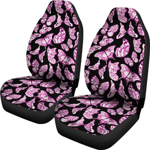 Black With Magenta and White Butterflies Car Seat Covers