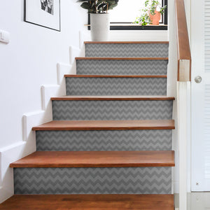 Gray Chevron Stair Decal Sticker Set of 6 or 13