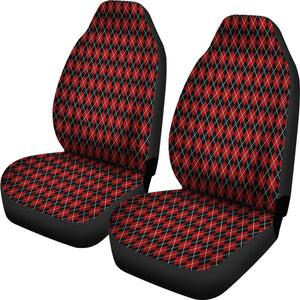 Red and Black Argyle Pattern Car Seat Covers