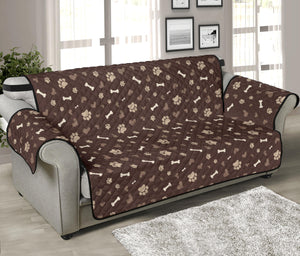 Brown With Dog Pattern, Paw Prints Bones Furniture Slipcovers Protectors