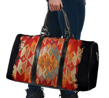Load image into Gallery viewer, Abstract Tribal Travel Bag Duffel With Black Faux Leather Handles
