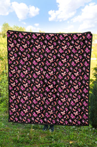 Black With Colorful Butterfly Pattern Quilt