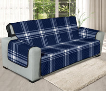 Load image into Gallery viewer, Navy Blue and White Plaid Tartan Furniture Slipcovers
