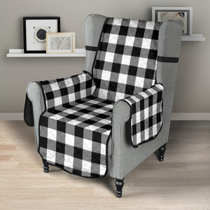 Black White Buffalo Plaid 23" Chair Sofa Cover Couch Protector Farmhouse Decor