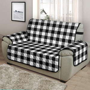 Black White Buffalo Plaid 48" Chair and a Half Sofa Couch Protector Cover Farmhouse Decor