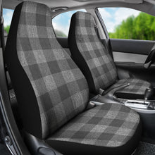 Load image into Gallery viewer, Gray Faux Denim Buffalo Plaid Car Seat Covers Seat Protectors
