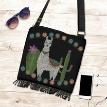 Load image into Gallery viewer, Black With Chalky Style Llama Design Cactus Flowers
