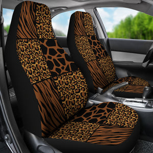 Animal Print Patchwork Pattern Car Seat Covers Protectors Set