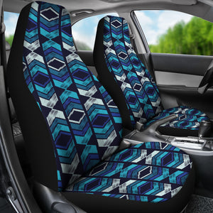 Black, Blue and White Ethnic Abstract Pattern Car Seat Covers