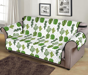 White With Green Cactus Pattern Furniture Slipcovers