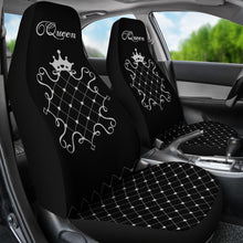 Load image into Gallery viewer, Queen Tufted Black and Silver Car Seat Covers Set
