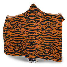 Load image into Gallery viewer, Tiger Print Orange Hooded Blanket With Sherpa Lining Animal Skin
