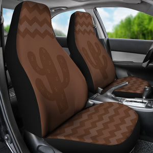 Brown Chevron With Cactus Car Seat Covers Set