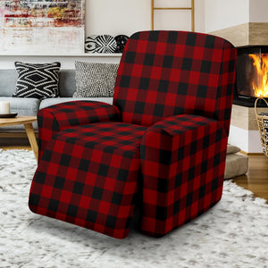 Red and Black Buffalo Plaid Stretch Recliner Slip Cover Fits Up To 40" Wide