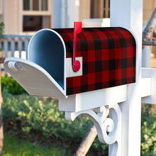Load image into Gallery viewer, Red and Black Buffalo Plaid Magnetic Mailbox Cover

