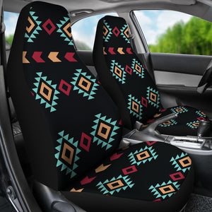 Black, Red and Turquoise Native Navajo Inspired Tribal Pattern Car Seat Covers