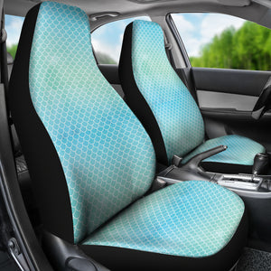 Blue Green Watercolor Mermaid Scale Car Seat Covers