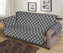 Load image into Gallery viewer, Dark Gray and White Quatrefoil Furniture Slipcover Protectors
