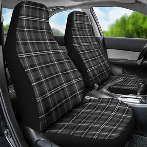 Dark Gray and White Plaid Car Seat Covers Seat Protectors Set